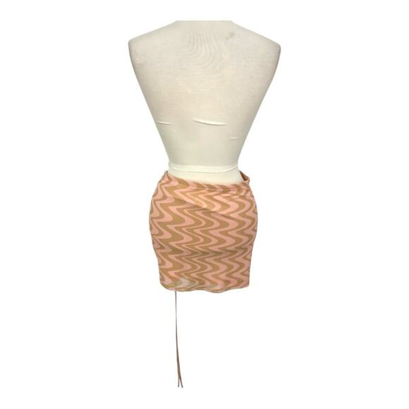Abound Cinch Tie Mesh Miniskirt Pink Tan Size Small NWOT - Picture 8 of 8